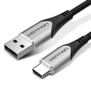 Kabel USB-A do USB-C Vention w oplocie 3A 480Mbps 2m szary