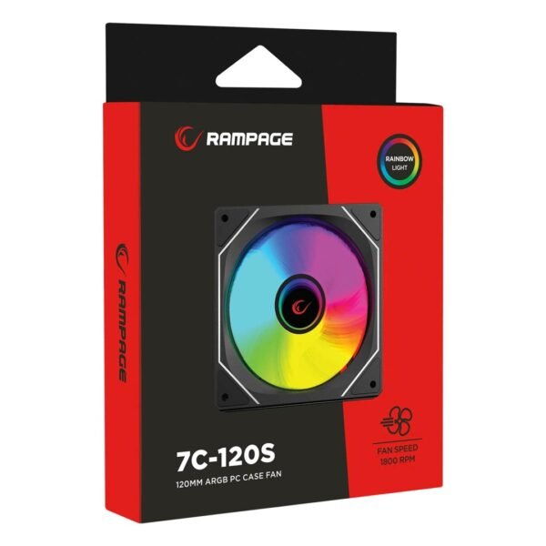 RAMPAGE WENTYLATOR DO OBUDOWY 120MM 1800RPM INFINITE LOOP ARGB BLACK PWM