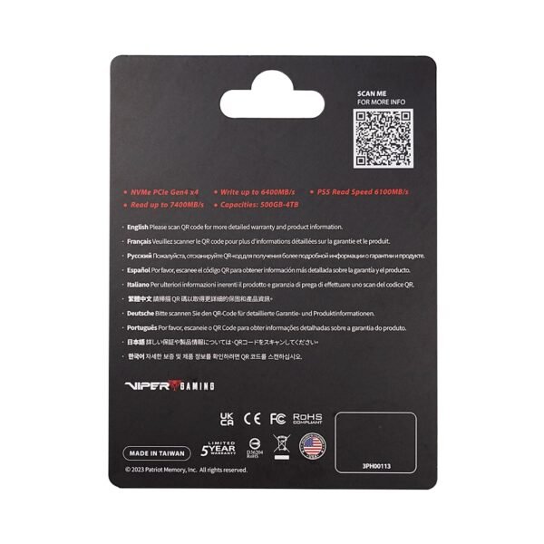 SSD Patriot Viper VP4300L M.2 PCI-Ex4 NVMe 1TB
