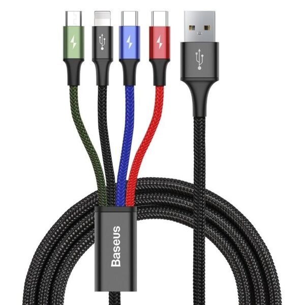 Zestaw kabli zasilający Baseus CA1T4-B01 (USB - Lightning, Micro USB, USB typu C ; 1,2m; kolor czarny) Zestaw kabli zasilający Baseus CA1T4-B01 (USB - Lightning, Micro USB, USB typu C ; 1,2m; kolor czarny)
