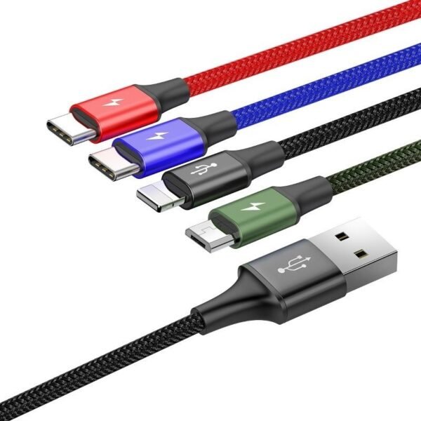 Zestaw kabli zasilający Baseus CA1T4-B01 (USB - Lightning, Micro USB, USB typu C ; 1,2m; kolor czarny) Zestaw kabli zasilający Baseus CA1T4-B01 (USB - Lightning, Micro USB, USB typu C ; 1,2m; kolor czarny)
