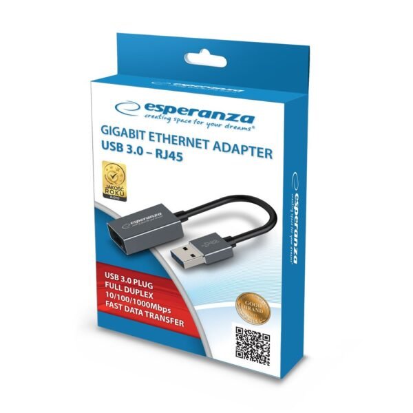 ESPERANZA GIGABIT ETHERNET 1000 MBPS ADAPTER USB 3.0-RJ45 ENA101 ESPERANZA GIGABIT ETHERNET 1000 MBPS ADAPTER USB 3.0-RJ45 ENA101