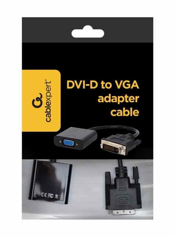 Adapter GEMBIRD A-DVID-VGAF-01 (DVI-D M - D-Sub (VGA) F; 0,20m; kolor czarny)