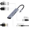 GEMBIRD MULTI ADAPTER USB TYP-C 5W1 (HUB + HDMI + PD + DŹWIĘK STEREO) SREBRNY