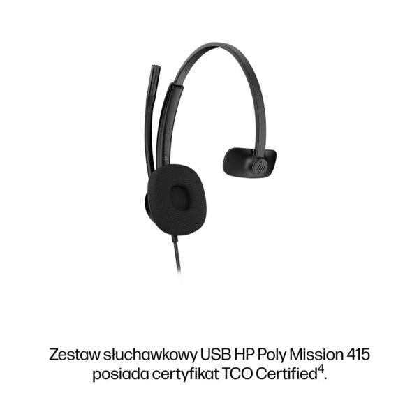 Słuchawki przewodowe HP Poly Mission 415 Monaural USB Wired Headset Classic Słuchawki przewodowe HP Poly Mission 415 Monaural USB Wired Headset Classic