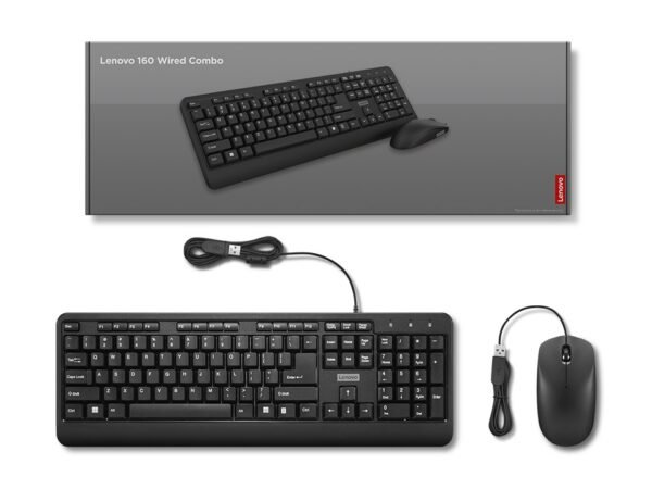 Zestaw klawiatura i mysz przewodowe Lenovo 160 Wired Combo