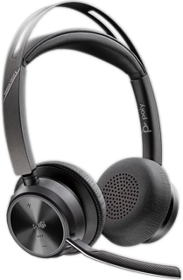 POLY Zestaw słuchawkowy Voyager Focus 2 z certyfikatem Microsoft Teams USB-C-C + przejściówka USB-C/A + podstawka ładująca /Retail
