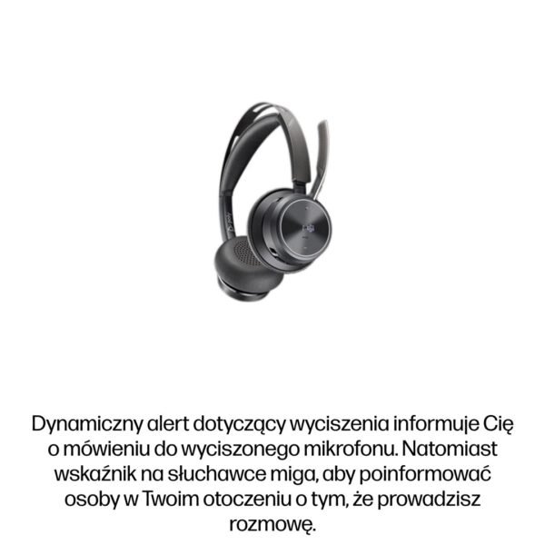 POLY Zestaw słuchawkowy Voyager Focus 2 z certyfikatem Microsoft Teams USB-C-C + przejściówka USB-C/A + podstawka ładująca /Retail