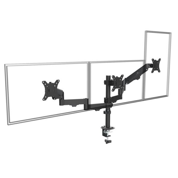 MACLEAN UCHWYT NA 3 MONITORY, SPRĘŻYNA GAZOWA, 17"-27", 2-8KG, CZARNY MC-137